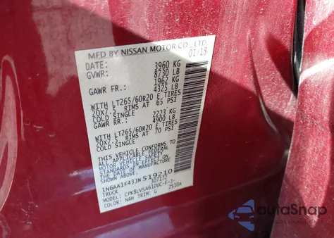 2018 Nissan Titan Xd Sl Gas from USA, damaged, VIN 1N6AA1F43JN519210